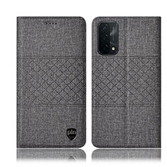 Funda de pano Cartera con Soporte H12P para Oppo A54 5G Gris