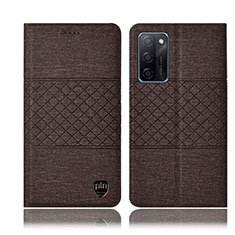 Funda de pano Cartera con Soporte H12P para Oppo A55S 5G Marron