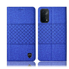 Funda de pano Cartera con Soporte H12P para Oppo A74 5G Azul