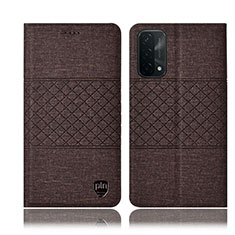 Funda de pano Cartera con Soporte H12P para Oppo A74 5G Marron