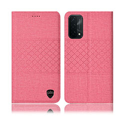 Funda de pano Cartera con Soporte H12P para Oppo A74 5G Rosa