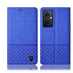 Funda de pano Cartera con Soporte H12P para Oppo A96 5G Azul