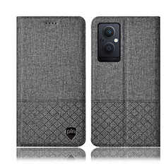 Funda de pano Cartera con Soporte H12P para Oppo F21 Pro 5G Gris