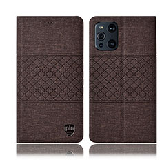 Funda de pano Cartera con Soporte H12P para Oppo Find X3 5G Marron