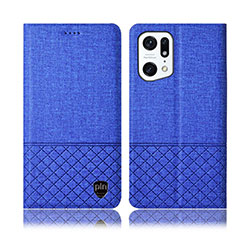 Funda de pano Cartera con Soporte H12P para Oppo Find X5 Pro 5G Azul