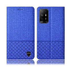 Funda de pano Cartera con Soporte H12P para Oppo Reno5 Z 5G Azul