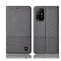 Funda de pano Cartera con Soporte H12P para Oppo Reno5 Z 5G Gris