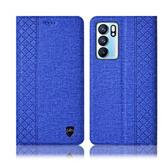 Funda de pano Cartera con Soporte H12P para Oppo Reno6 5G Azul