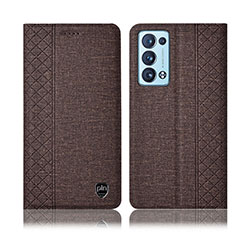 Funda de pano Cartera con Soporte H12P para Oppo Reno6 Pro+ Plus 5G Marron