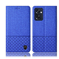 Funda de pano Cartera con Soporte H12P para Oppo Reno7 SE 5G Azul