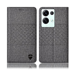 Funda de pano Cartera con Soporte H12P para Oppo Reno8 Pro+ Plus 5G Gris