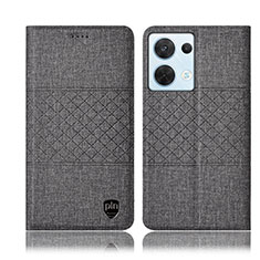 Funda de pano Cartera con Soporte H12P para Oppo Reno9 5G Gris