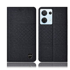 Funda de pano Cartera con Soporte H12P para Oppo Reno9 5G Negro