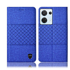 Funda de pano Cartera con Soporte H12P para Oppo Reno9 Pro 5G Azul