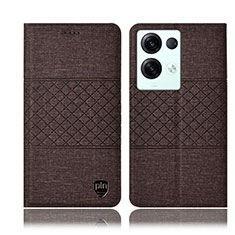 Funda de pano Cartera con Soporte H12P para Oppo Reno9 Pro+ Plus 5G Marron