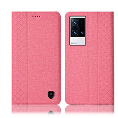 Funda de pano Cartera con Soporte H12P para Vivo iQOO 8 5G Rosa