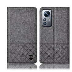 Funda de pano Cartera con Soporte H12P para Xiaomi Mi 12 5G Gris