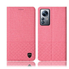 Funda de pano Cartera con Soporte H12P para Xiaomi Mi 12X 5G Rosa