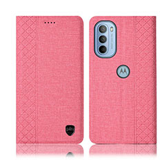 Funda de pano Cartera con Soporte H13P para Motorola Moto G41 Rosa