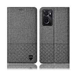 Funda de pano Cartera con Soporte H13P para Oppo A76 Gris