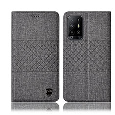 Funda de pano Cartera con Soporte H13P para Oppo F19 Pro+ Plus 5G Gris