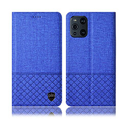 Funda de pano Cartera con Soporte H13P para Oppo Find X3 Pro 5G Azul