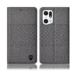 Funda de pano Cartera con Soporte H13P para Oppo Find X5 5G Gris