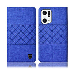 Funda de pano Cartera con Soporte H13P para Oppo Find X5 Pro 5G Azul