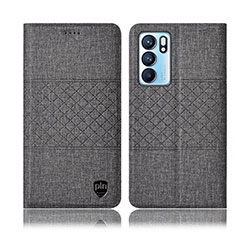 Funda de pano Cartera con Soporte H13P para Oppo Reno6 5G Gris