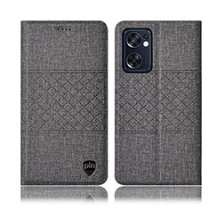 Funda de pano Cartera con Soporte H13P para Oppo Reno7 SE 5G Gris