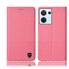 Funda de pano Cartera con Soporte H13P para Oppo Reno8 5G Rosa