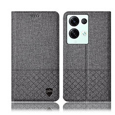 Funda de pano Cartera con Soporte H13P para Oppo Reno8 Pro 5G Gris