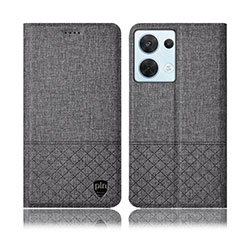 Funda de pano Cartera con Soporte H13P para Oppo Reno9 5G Gris