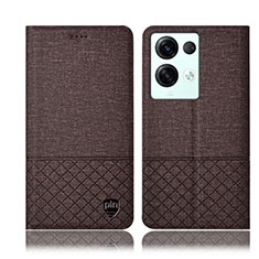 Funda de pano Cartera con Soporte H13P para Oppo Reno9 Pro+ Plus 5G Marron