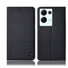 Funda de pano Cartera con Soporte H13P para Oppo Reno9 Pro+ Plus 5G Negro