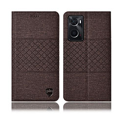 Funda de pano Cartera con Soporte H14P para Oppo A76 Marron