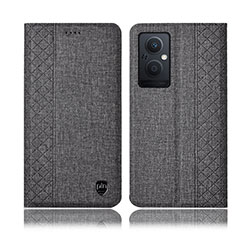 Funda de pano Cartera con Soporte H14P para Oppo A96 5G Gris