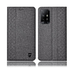 Funda de pano Cartera con Soporte H14P para Oppo Reno5 Z 5G Gris