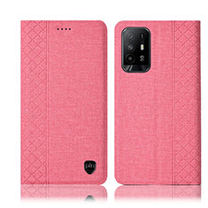 Funda de pano Cartera con Soporte H14P para Oppo Reno5 Z 5G Rosa