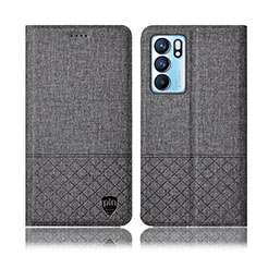 Funda de pano Cartera con Soporte H14P para Oppo Reno6 5G Gris