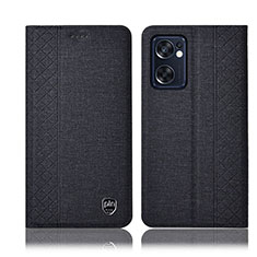 Funda de pano Cartera con Soporte H14P para Oppo Reno7 SE 5G Negro