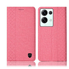 Funda de pano Cartera con Soporte H14P para Oppo Reno8 Pro 5G Rosa