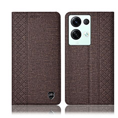 Funda de pano Cartera con Soporte H14P para Oppo Reno8 Pro+ Plus 5G Marron