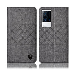 Funda de pano Cartera con Soporte H14P para Vivo iQOO 8 5G Gris