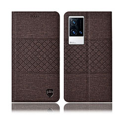 Funda de pano Cartera con Soporte H14P para Vivo iQOO 8 Pro 5G Marron