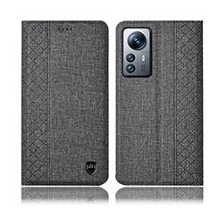 Funda de pano Cartera con Soporte H14P para Xiaomi Mi 12 5G Gris