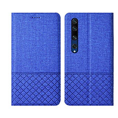 Funda de pano Cartera con Soporte L01 para Xiaomi Mi 10 Azul