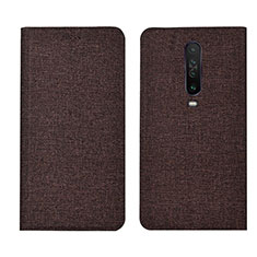 Funda de pano Cartera con Soporte L01 para Xiaomi Redmi K30 5G Marron