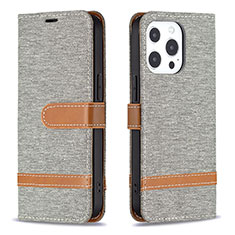 Funda de pano Cartera con Soporte para Apple iPhone 13 Pro Gris