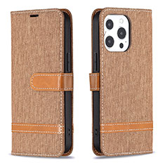 Funda de pano Cartera con Soporte para Apple iPhone 13 Pro Marron